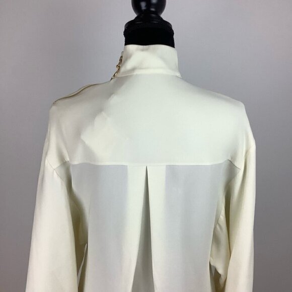 ST. JOHN SILK MINIMALIST BALLOON SLEEVES DRESS IN ALABASTER NWT - Picture 12 of 16